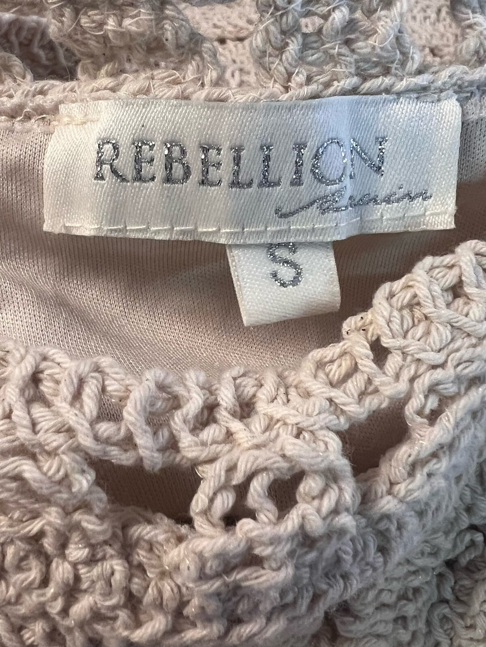 Rebellion Again Cream Crochet Short Set Sz S Worn Twice So Cute Boho Festival - Picture 3 of 9